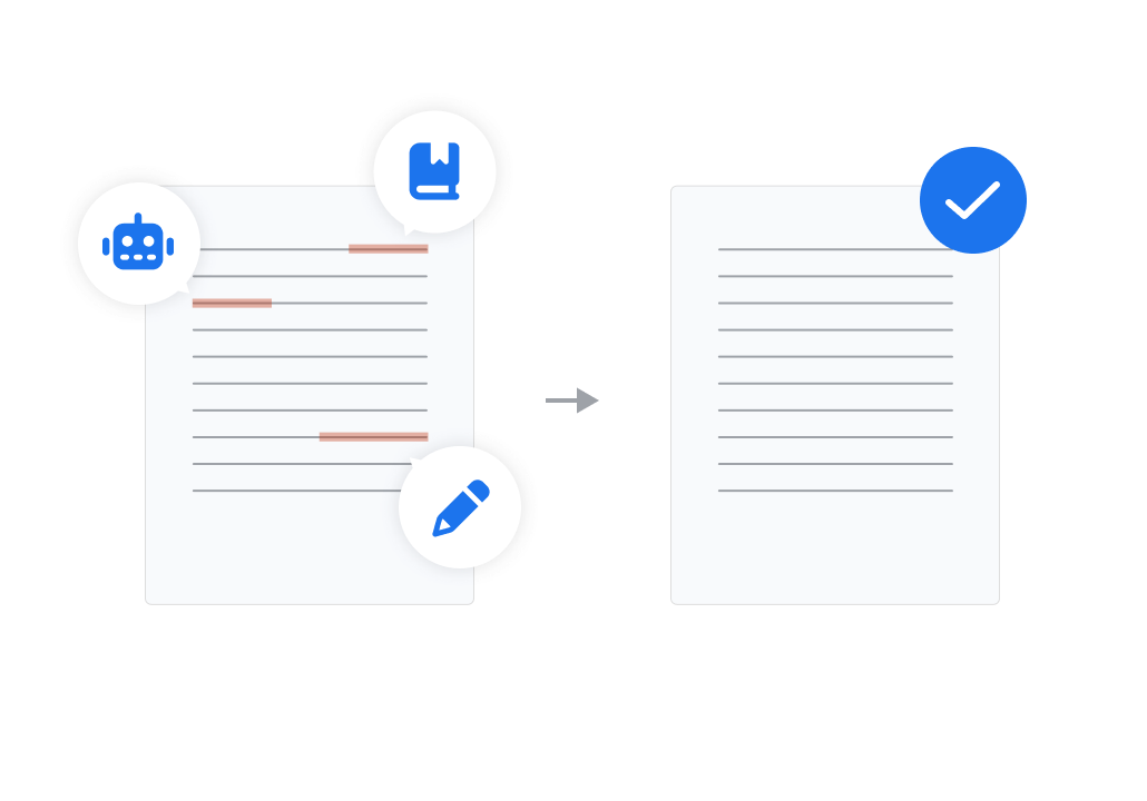Image of completing the translation using AI, glossary, and correction functions