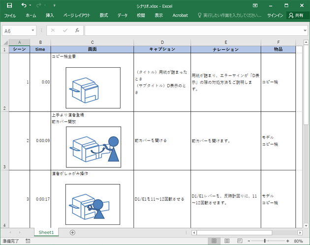 シナリオ、絵コンテの作成